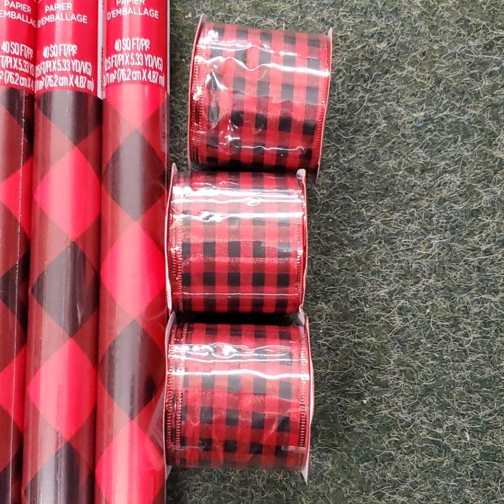 NEW (3) Hallmark paper black & red checkered